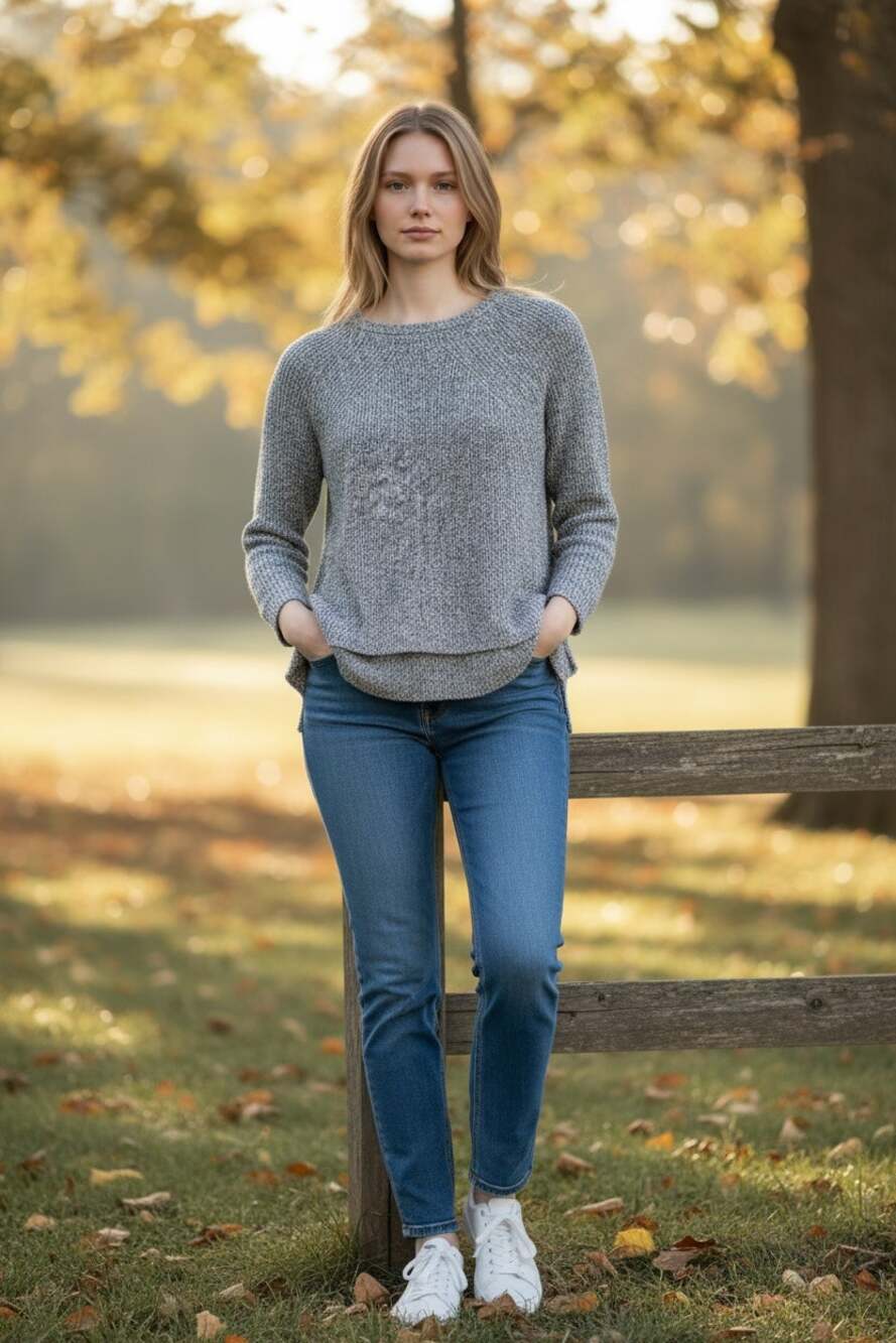 ANN TAYLOR LOFT Sweater Size S Gray Knit Long Sleeve Crew Neck